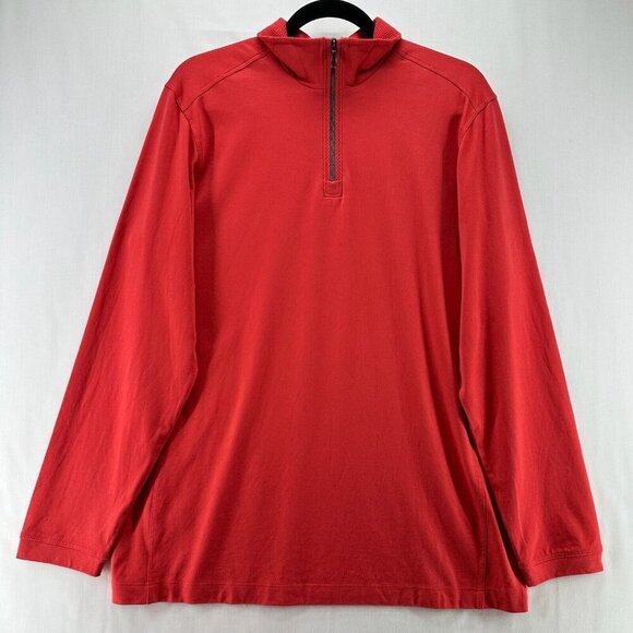 Tommy Bahama Shirt Mens Size S Pima Cotton Modal Polo 1/4 Zip Long Sleeve Red - Picture 1 of 10
